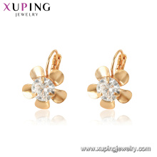 96016 xuping fashion 18k gold color flower shaped hoop earrings for women